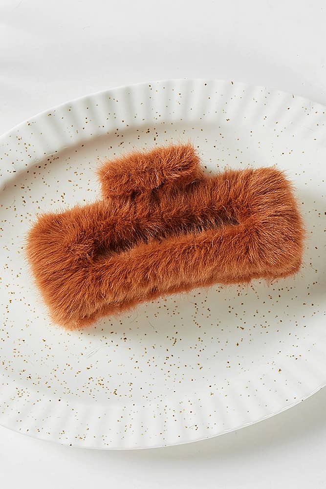 Solid Color Furry Rectangular Hair Claw