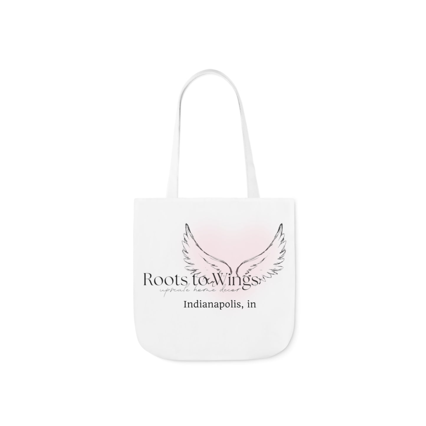 Roots to Wings Signature Logo Canvas Tote Bag, Black Strap