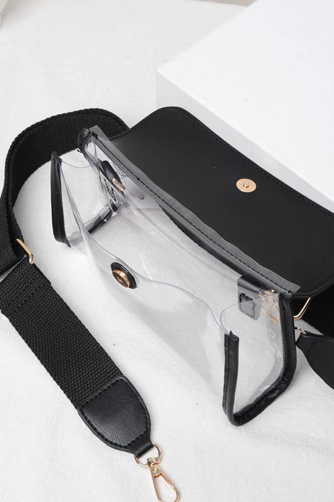 Solid Trim Clear Stadium Crossbody Bag