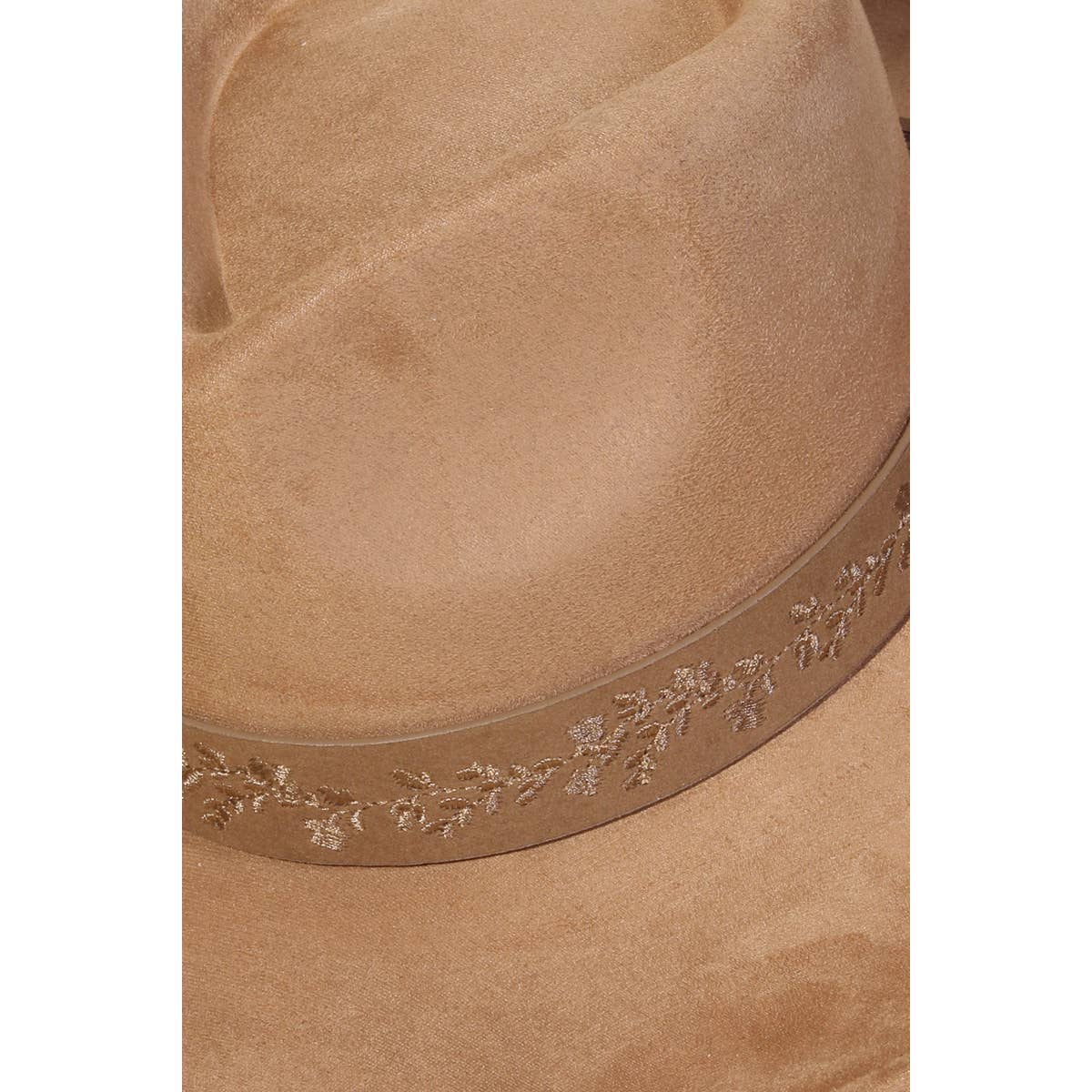 Embroidered Flower Strap Fedora Hat