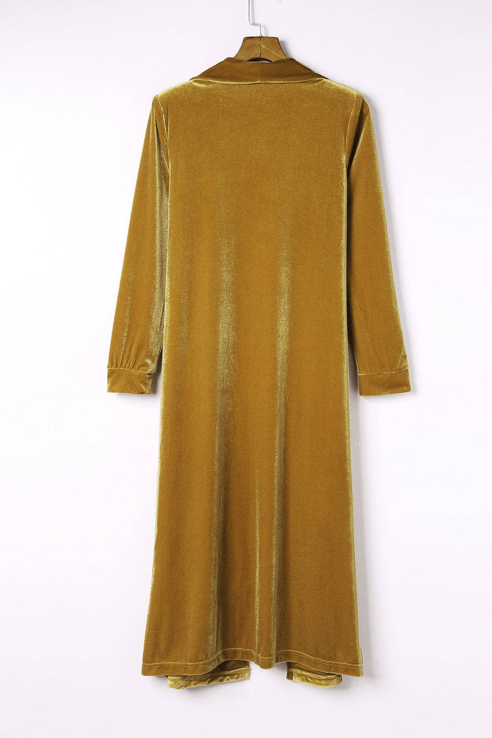 Velvet Open Front Pocketed Duster