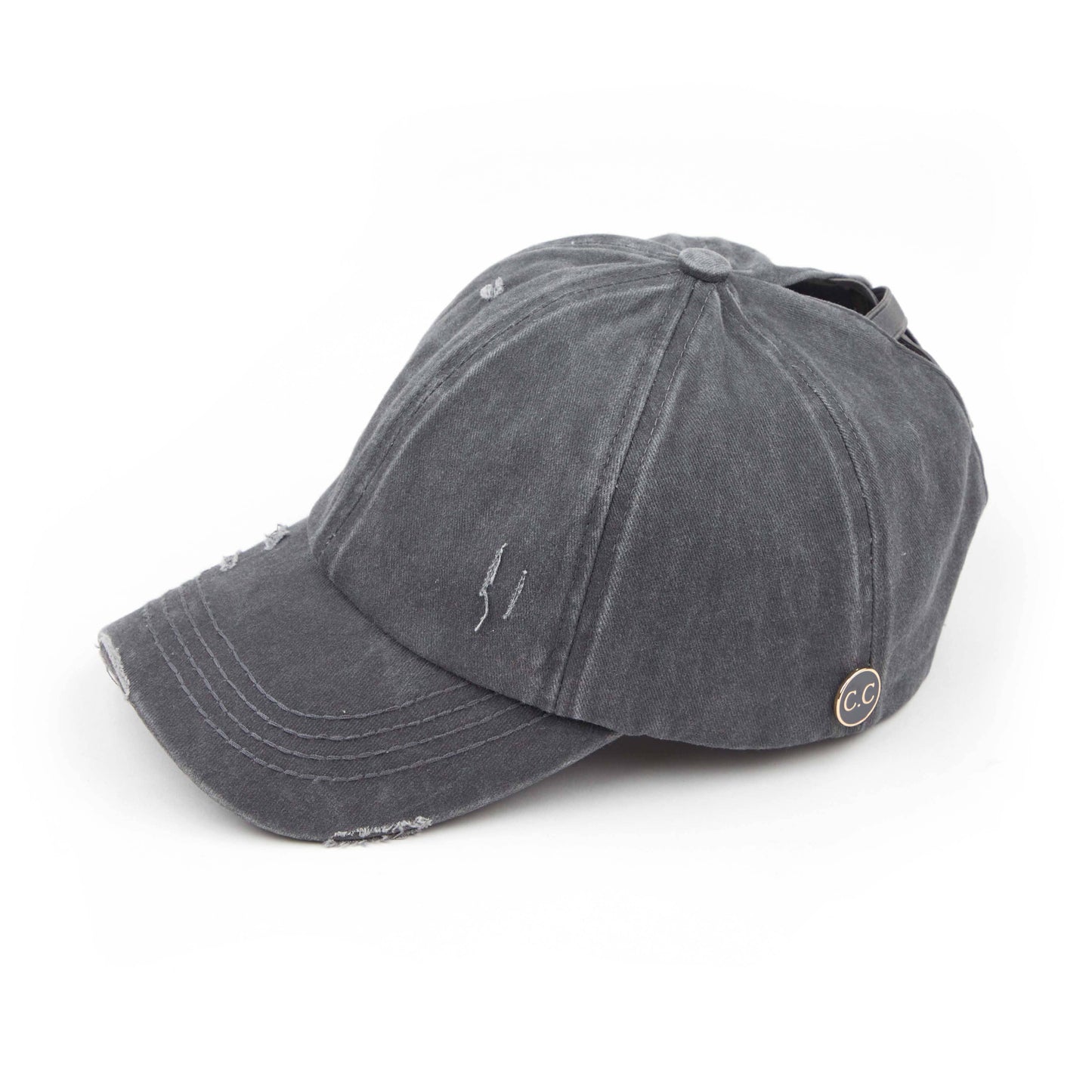 C.C Washed Denim Criss-Cross Pony Cap