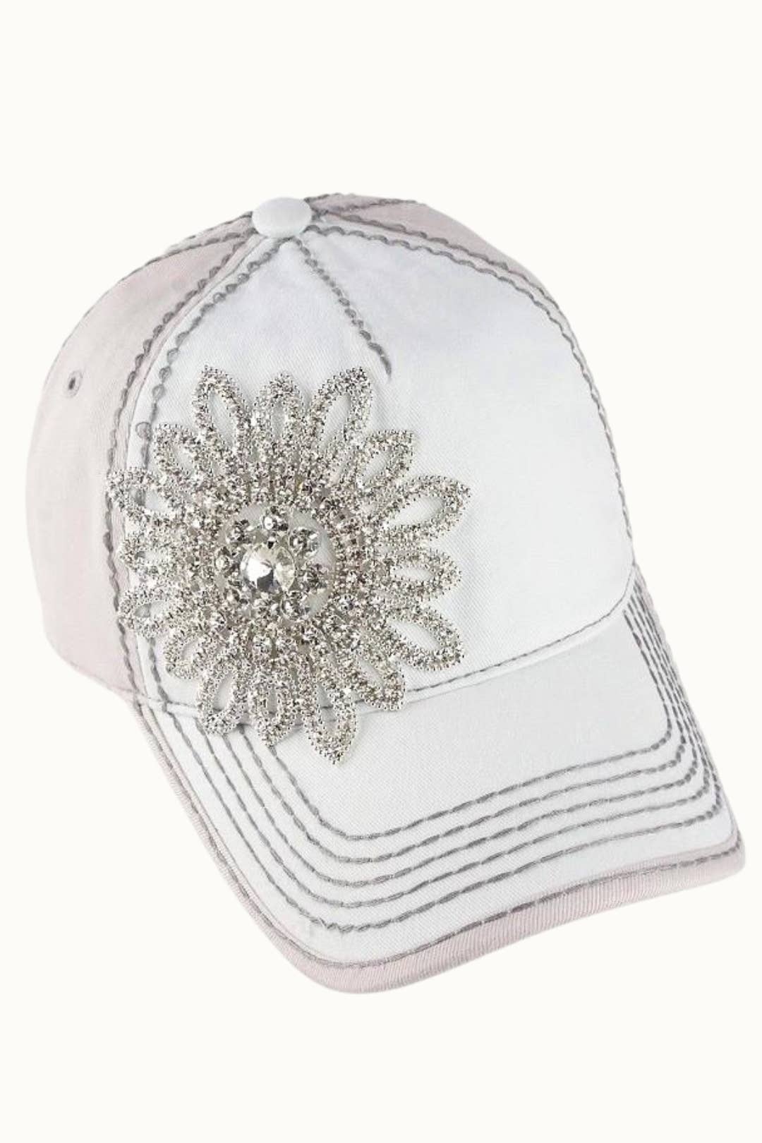 Sunflower Bejeweled Glitz Two-Toned Cap, Adjustable