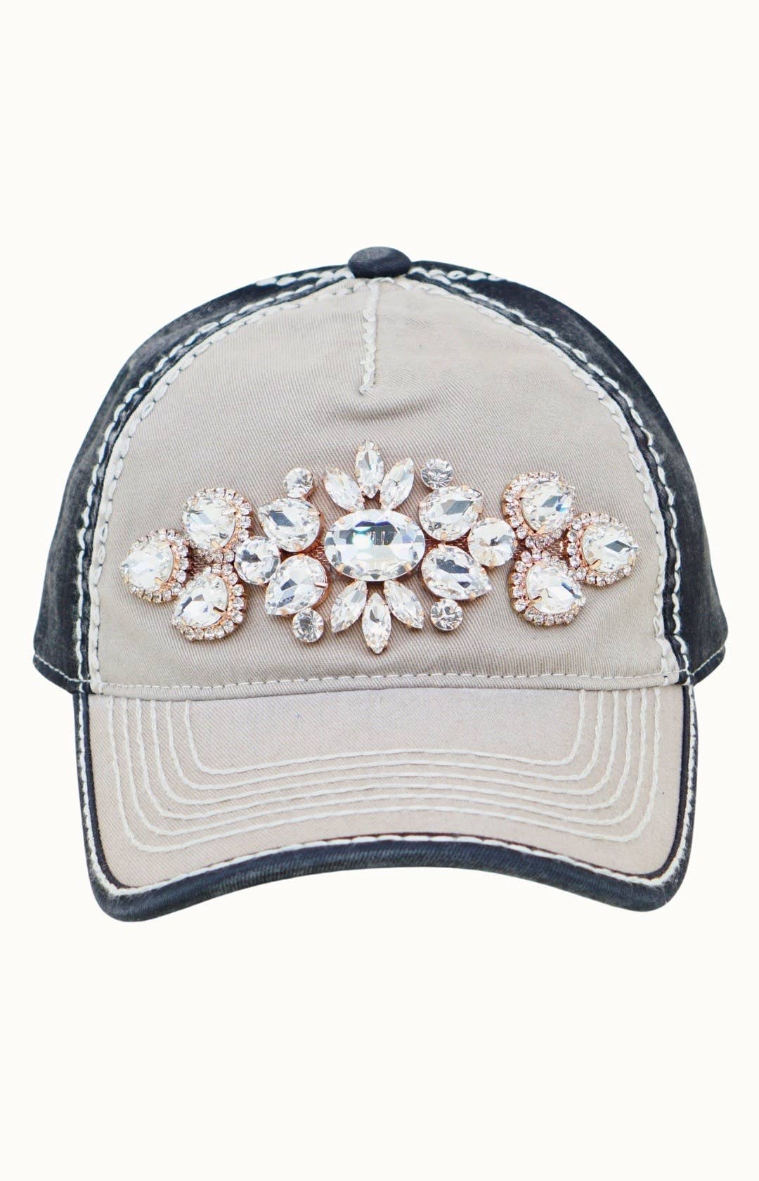 Bejeweled Bling Glitz Two-Toned Cap, Adjustable