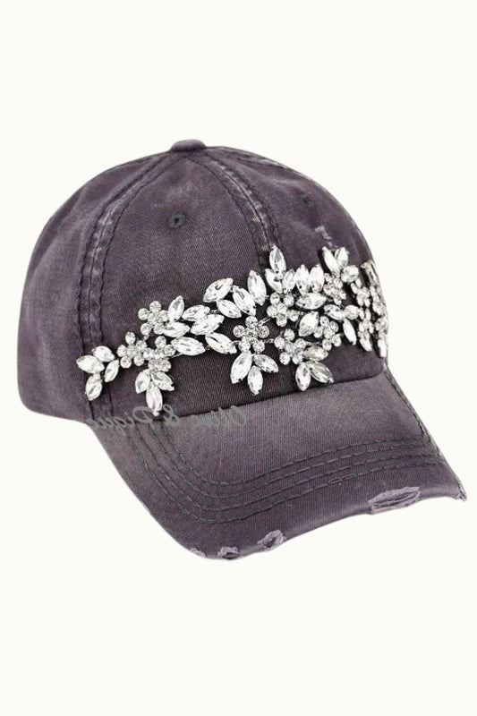 Sunflower Bejeweled Glitz Dad Cap, Adjustable