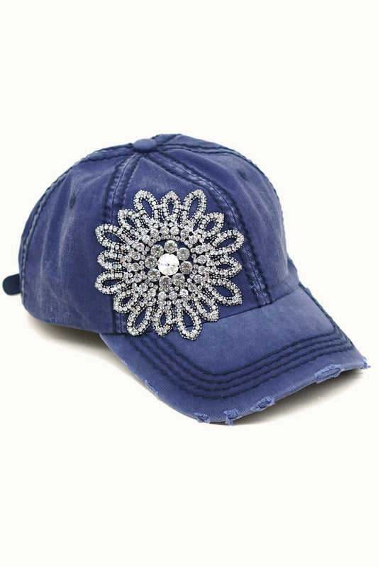 Sunflower Bejeweled Glitz Cap, Adjustable