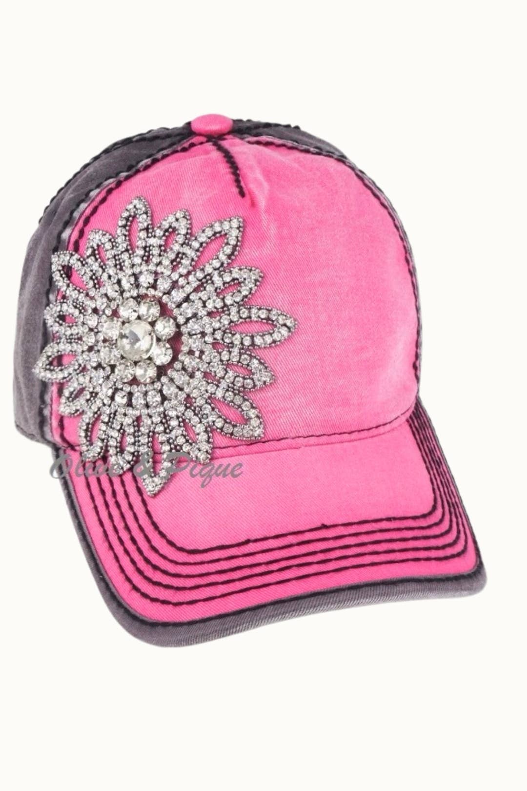 Sunflower Bejeweled Glitz Two-Toned Cap, Adjustable