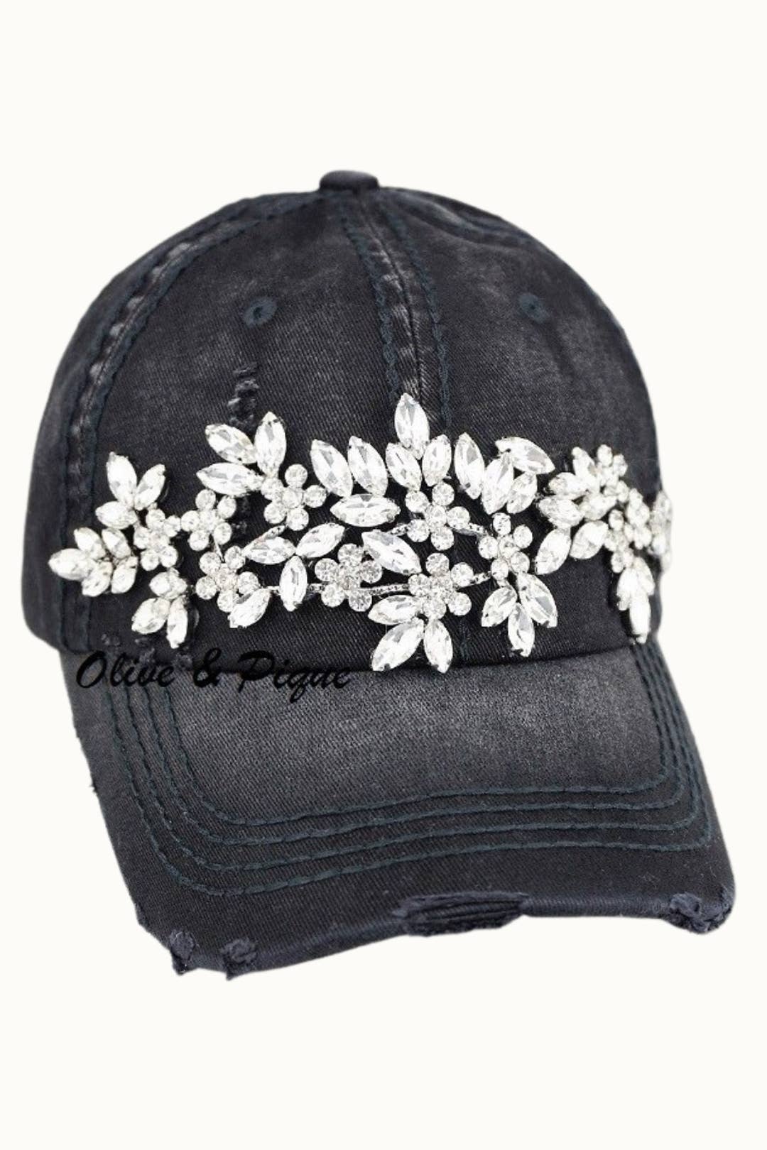 Sunflower Bejeweled Glitz Dad Cap, Adjustable