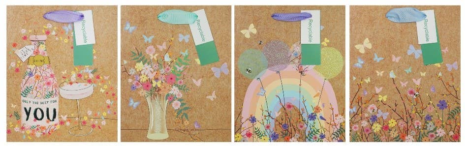 Everyday Gift Bag - Kraft paper with butterflies & flowers