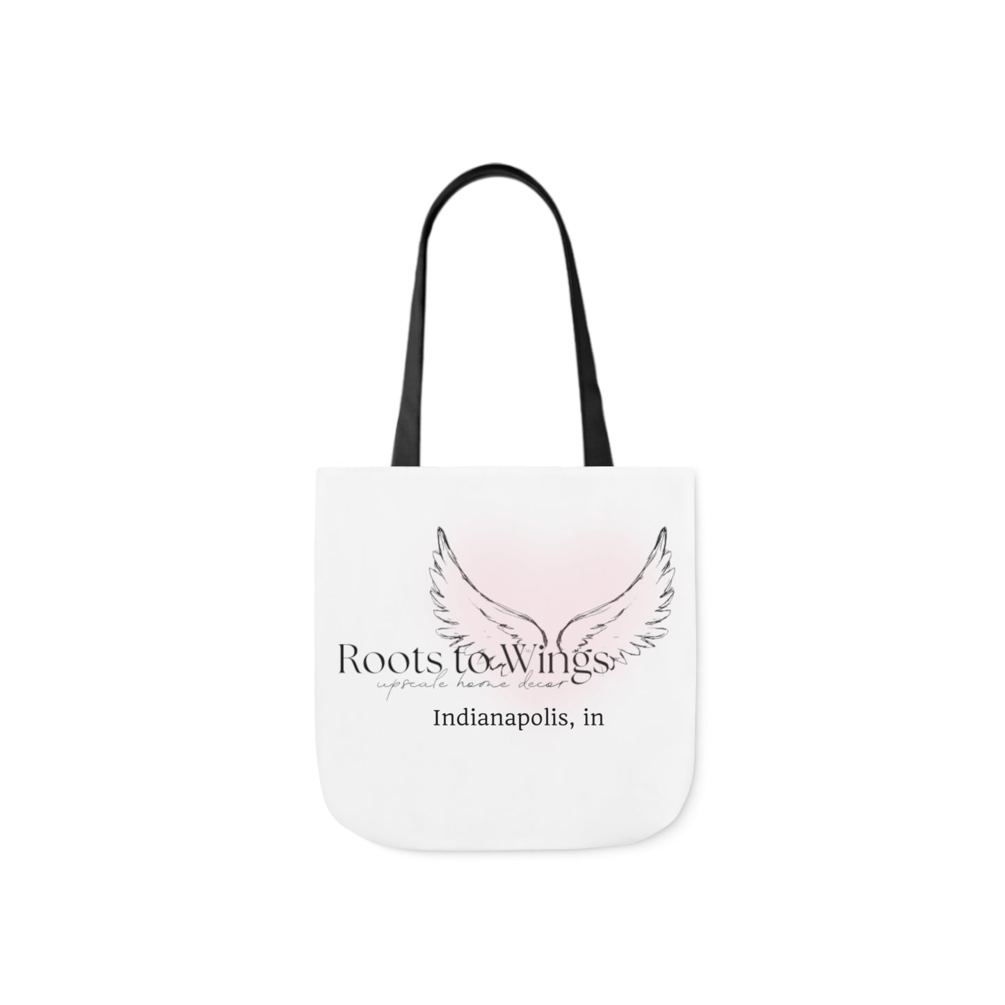 Roots to Wings Signature Logo Canvas Tote Bag, Black Strap