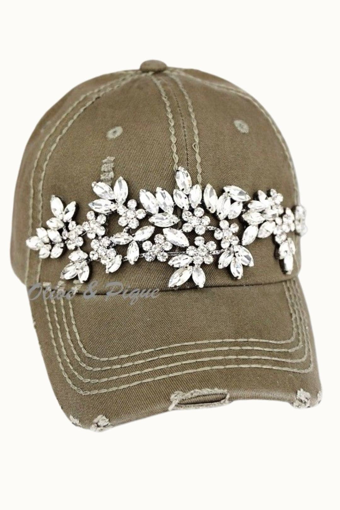 Sunflower Bejeweled Glitz Dad Cap, Adjustable