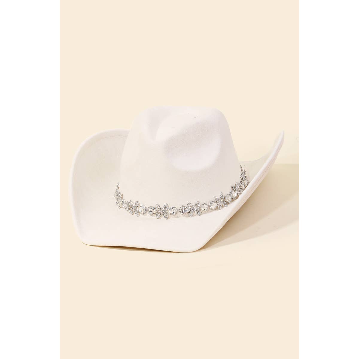 Floral Rhinestone Strap Cowboy Hat