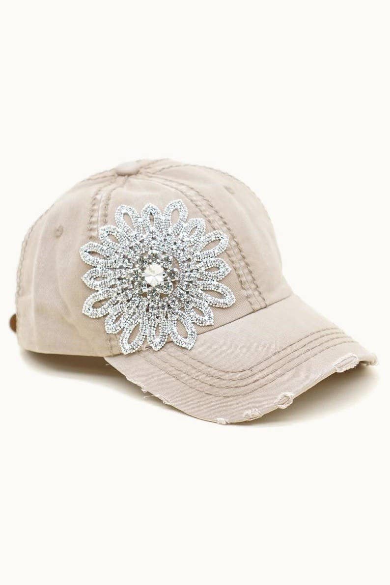 Sunflower Bejeweled Glitz Cap, Adjustable